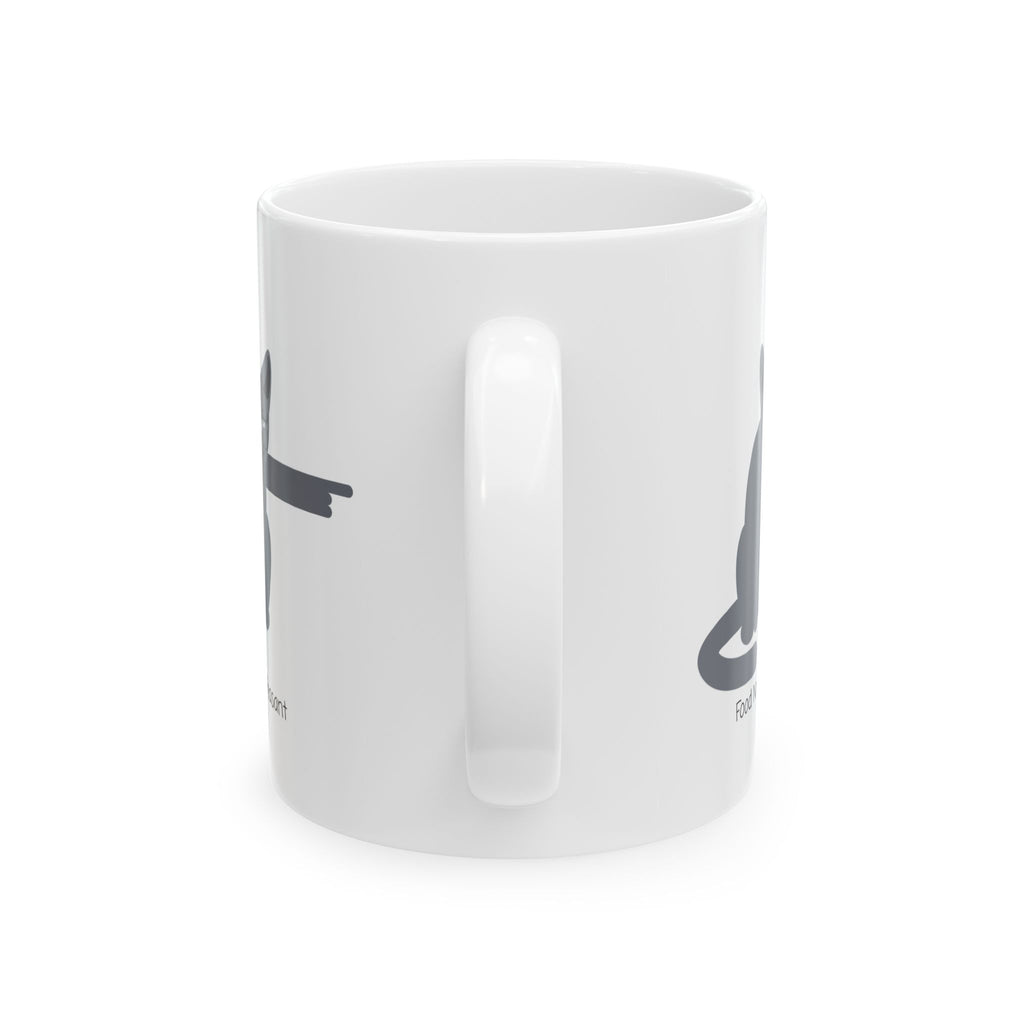 Funny "Food Now, Peasant" Stooshe Cat White Ceramic Mug – Cute Gray Papa Grumps Kitty Cup (11oz & 15oz)