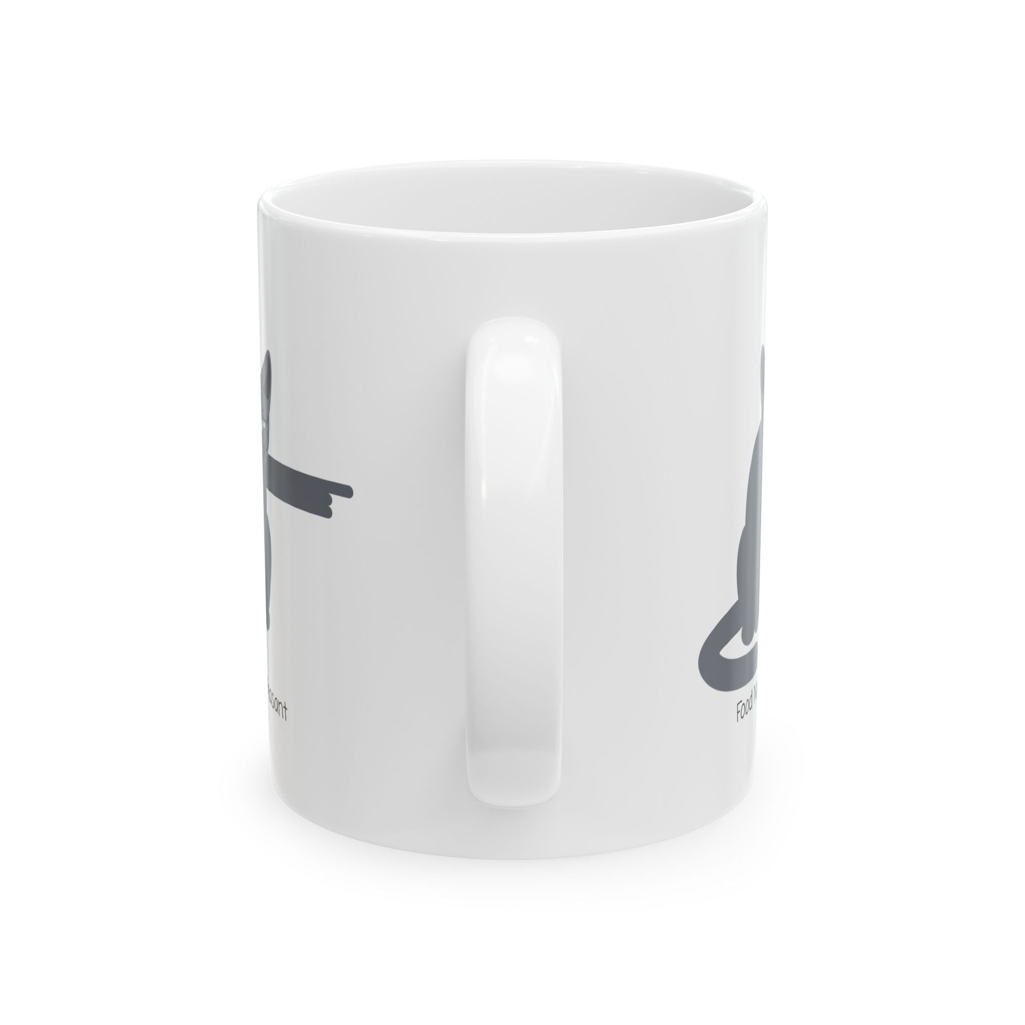 Funny "Food Now, Peasant" Stooshe Cat White Ceramic Mug – Cute Gray Papa Grumps Kitty Cup (11oz & 15oz)