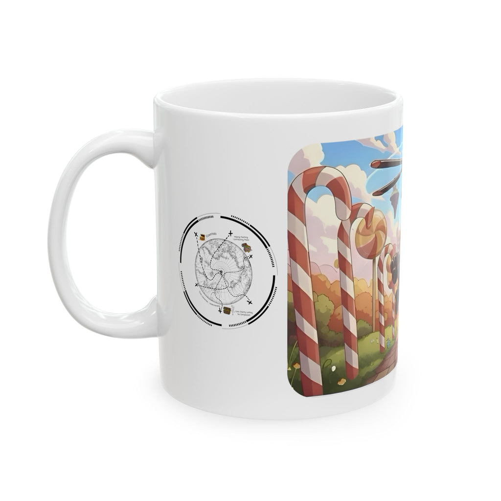 Flying Heli Blast Over Sweets White Ceramic Mug – Friends, Family & Imaginative Adventures, Celebrating Companionship, Creativity & Life’s Little Wonders Cup (11oz/15oz)