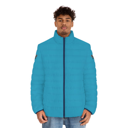 Men's Turquoise Puffer Jacket (AOP)