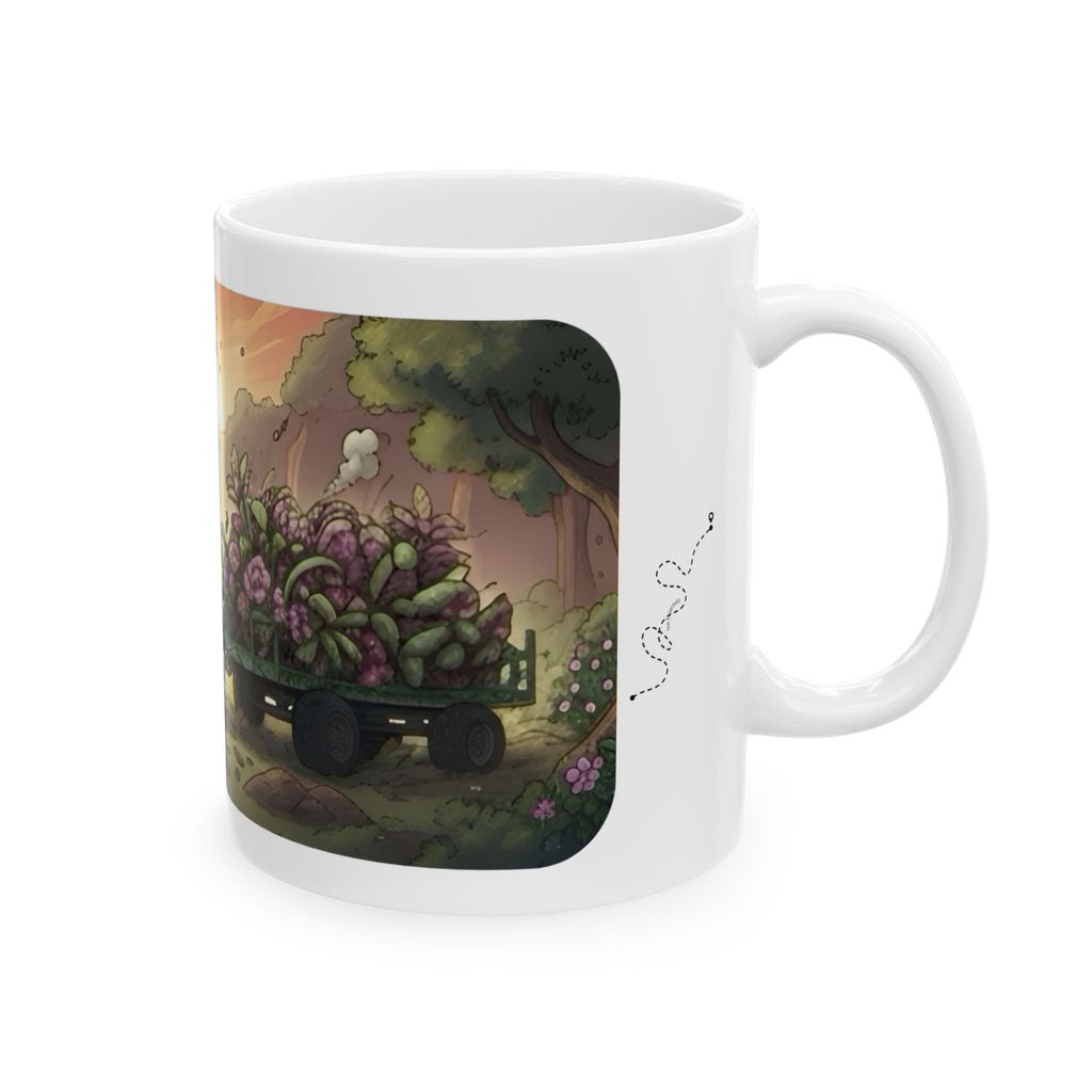 Adventure 4x4 Trucks #50, Plant Nursery Lovers White Ceramic Mug — Find Your Path To The Essentials Cup (11oz & 15oz)