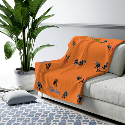 Matiby Lion Orange Sherpa Fleece Blanket