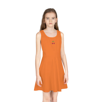 Girls' Orange Sleeveless Sundress (AOP)