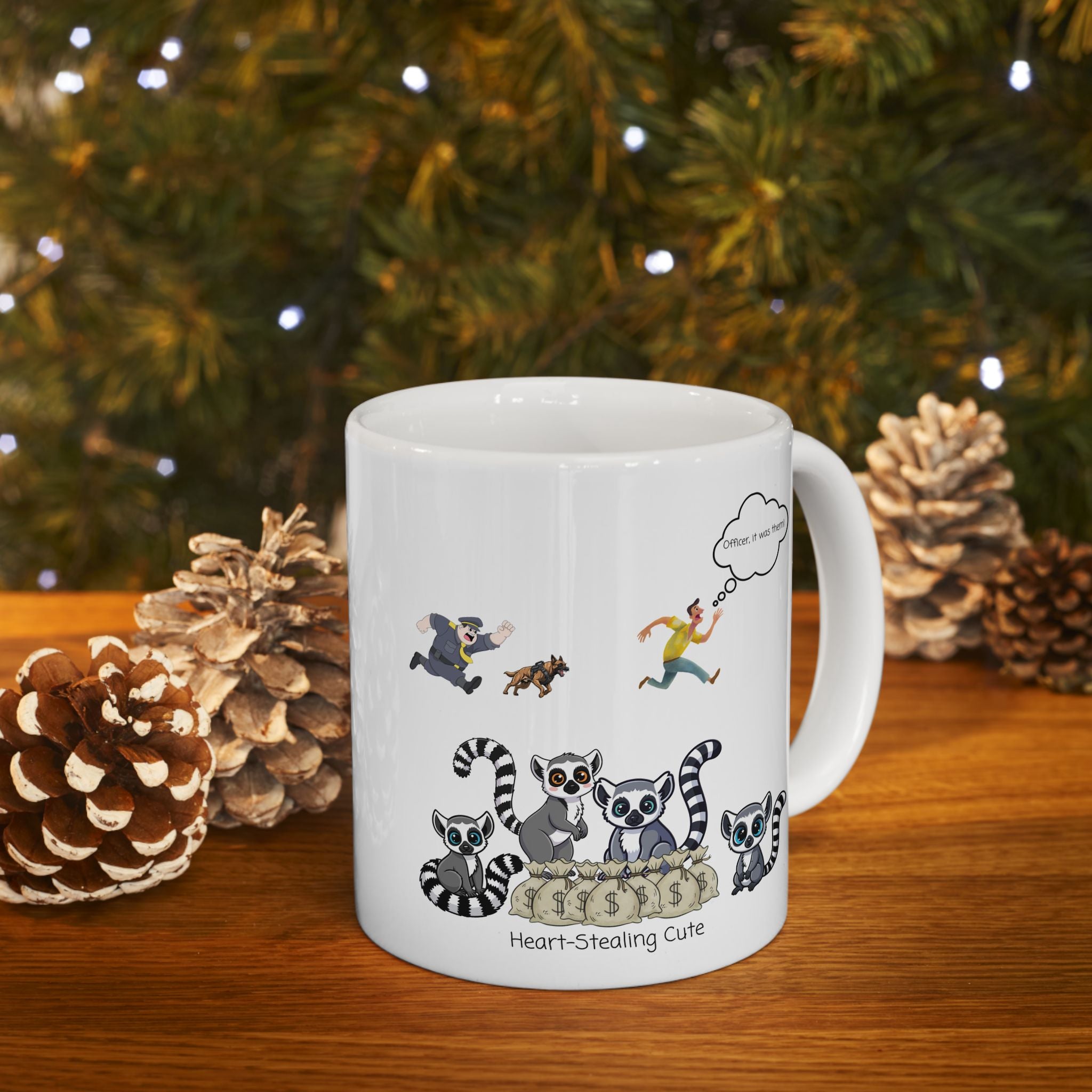 Heart-Stealing Cute Lemurs Gone Wild White Ceramic Mug — "Officer, It Was Them" Adorables (11oz & 15oz)