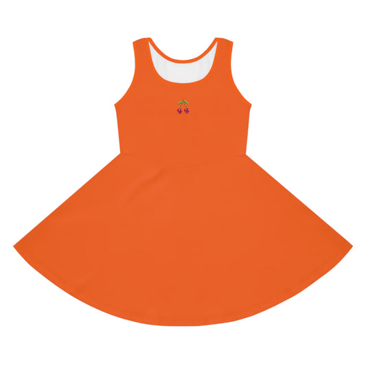 Girls' Orange Sleeveless Sundress (AOP)