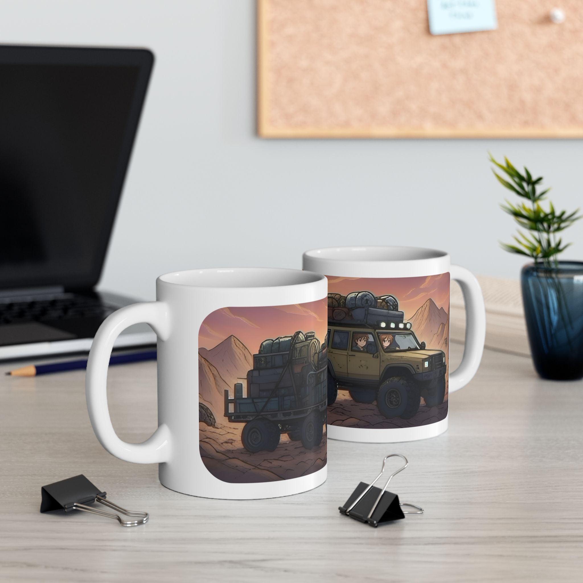 Adventure 4x4 Trucks #44, Globe Trekkers White Ceramic Mug — Find Your Path To The Essentials Cup (11oz & 15oz)
