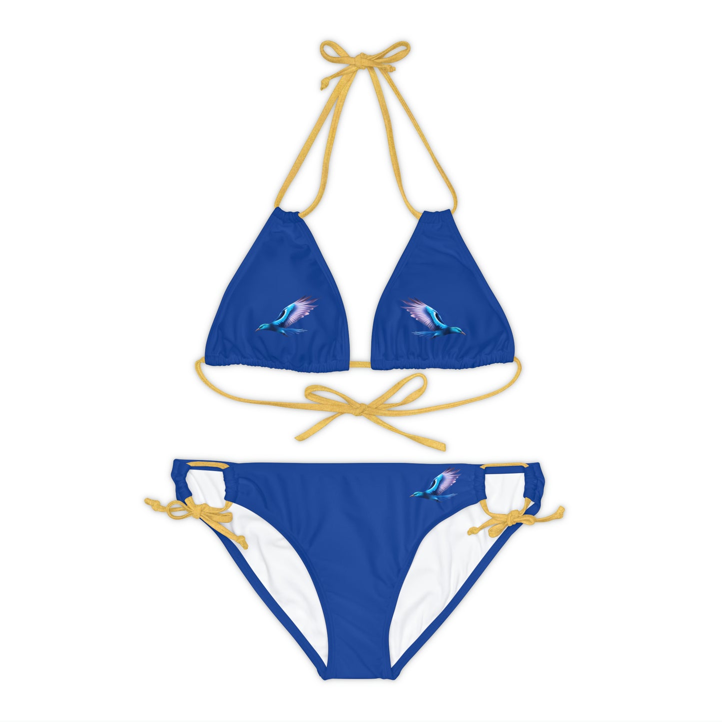 Dark Blue Strappy Bikini Set (AOP)