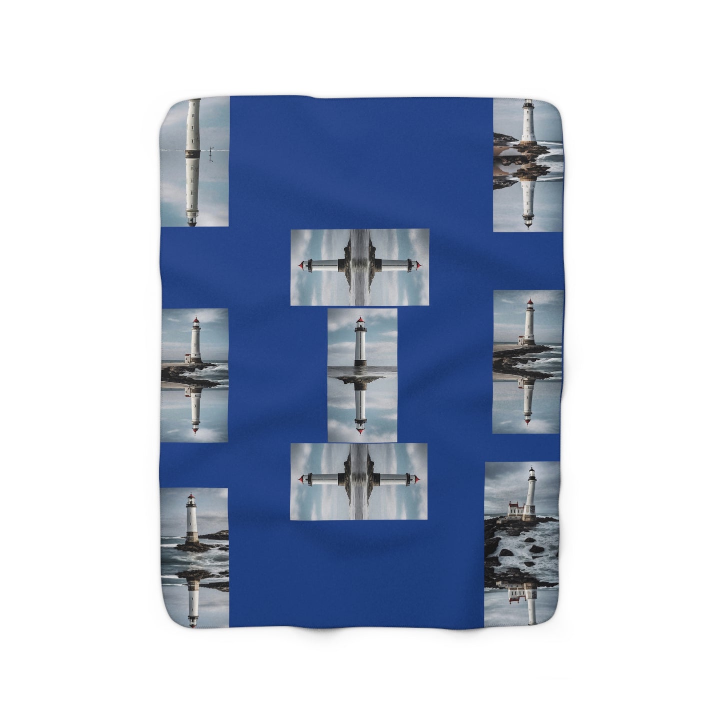 Matiby Lighthouse Blue Sherpa Fleece Blanket