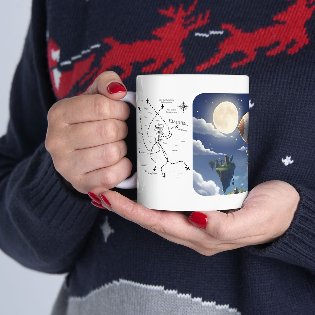 Hot Air Balloon Adventure #5 White Ceramic Mug — True Wealth, Adventure, & Creativity Cup (11oz/15oz)