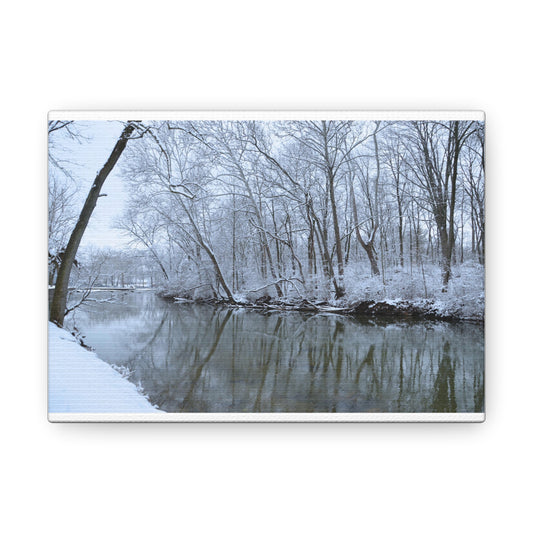 Winter River White Canvas Gallery Wraps