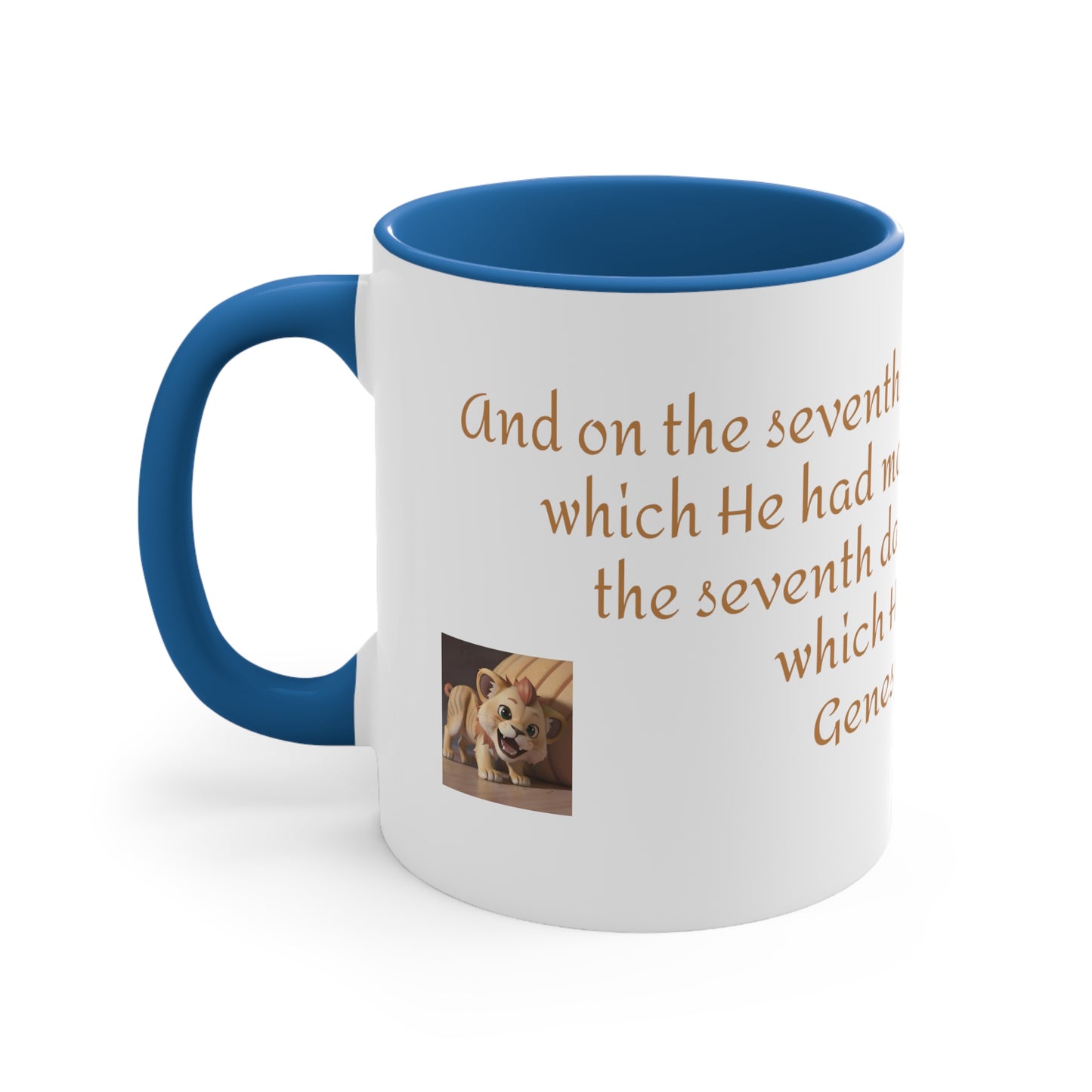 Bible Speaks Gen 2:2 Accent Mug, 11oz