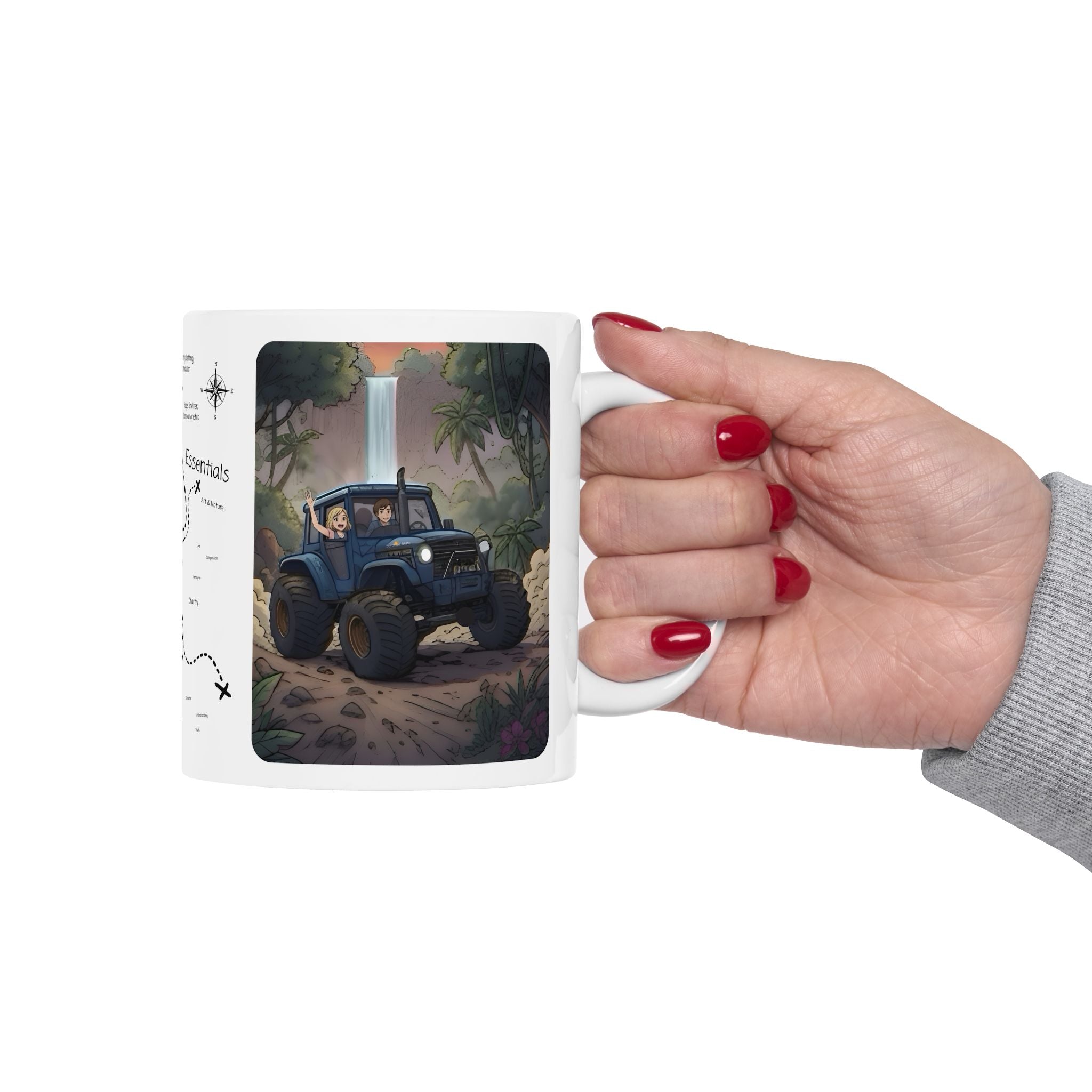 Adventure 4x4 Trucks #14, Farm Workers On The Go White Ceramic Mug — Find Your Path To The Essentials Cup (11oz & 15oz)