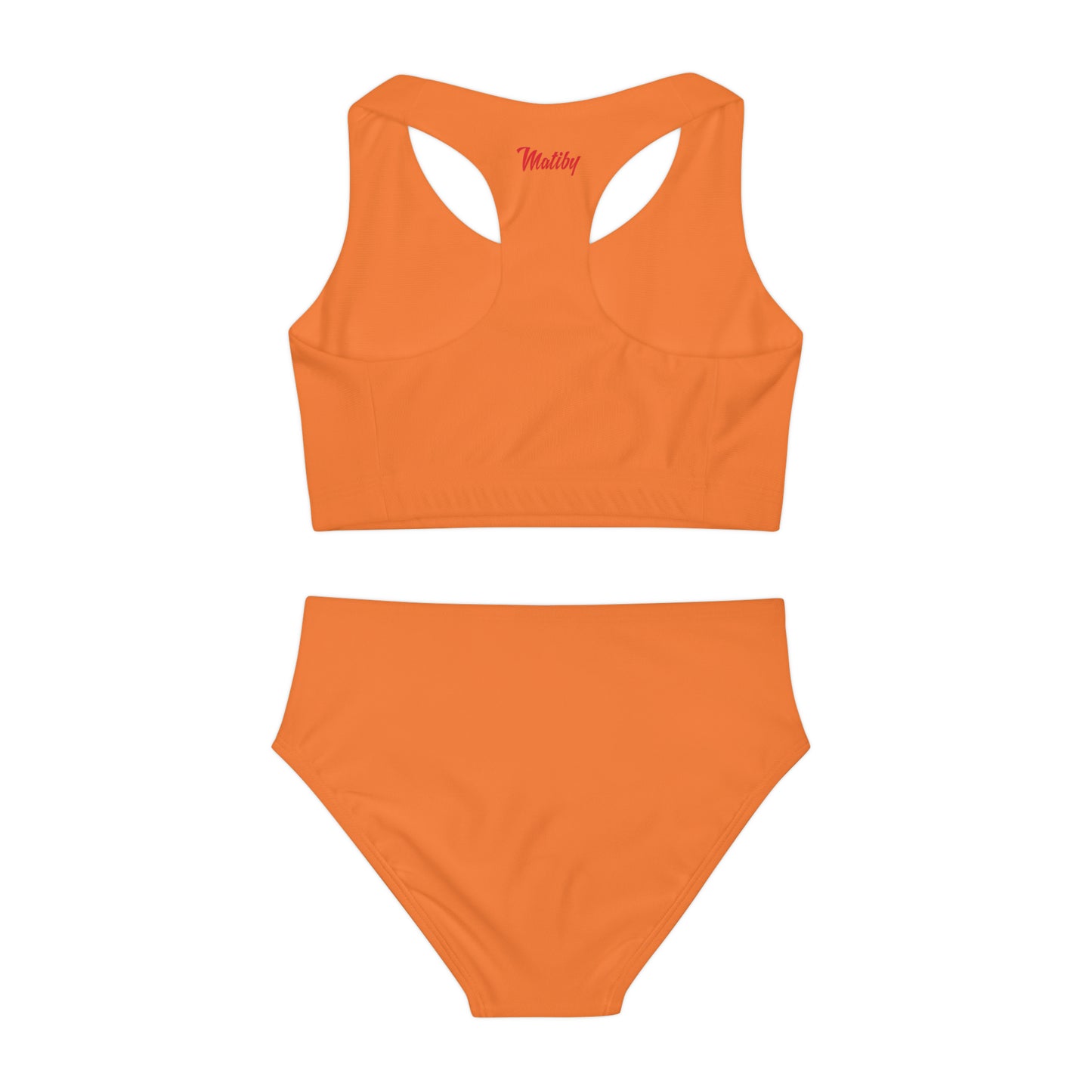 Girl's "Sunny Day" Light Orange Two Piece Swimsuit (AOP)