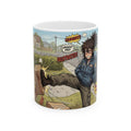 Delivery Worker Tales White Ceramic Mug (11oz/15oz), Relatable Life Snapshot "Gotta Hold It" Cup