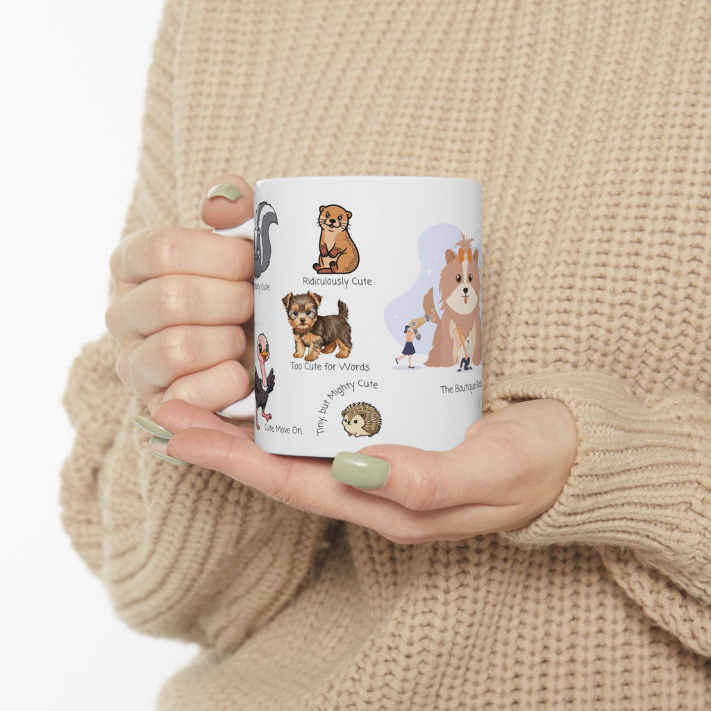 The Boutique Boss White Ceramic Mug — Adorable Cute Overload Cup (11oz/15oz)