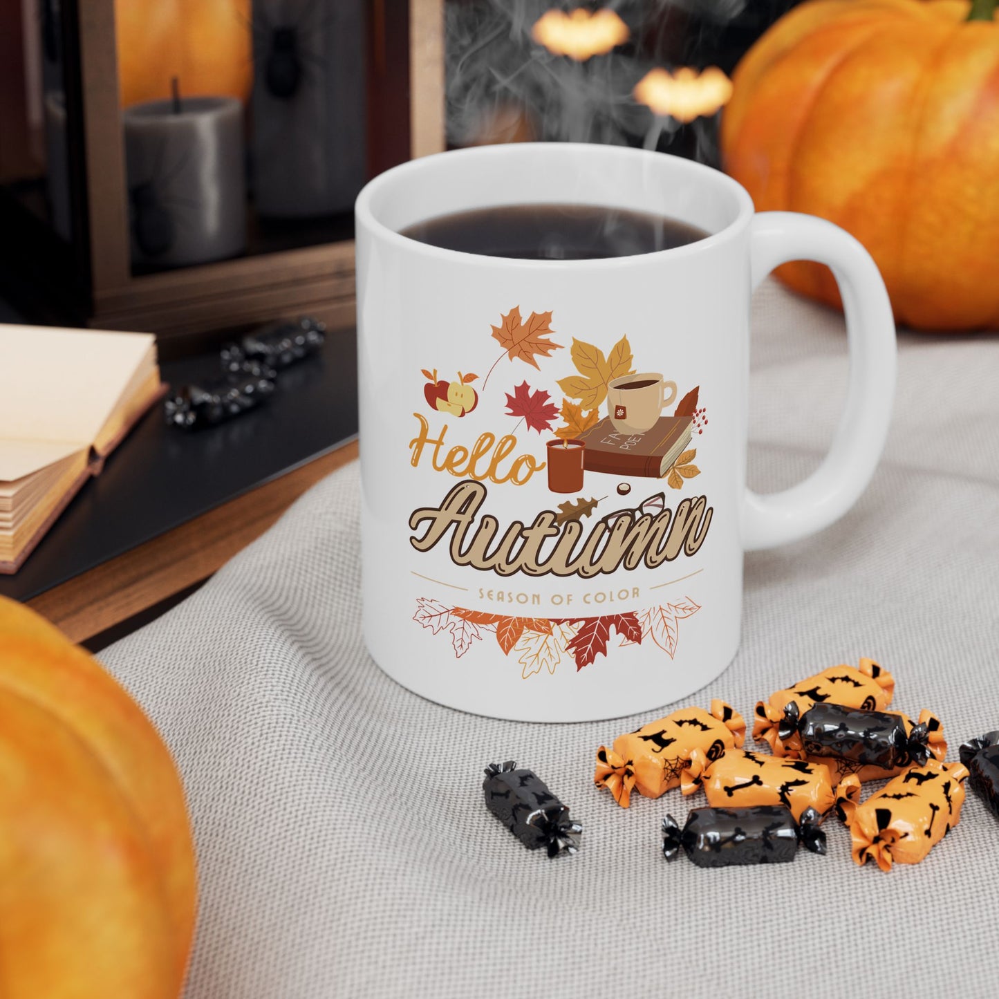 Journeys Hello Autumn Seasons of Change Ceramic Mugs, Gifts for the Holidays, Seasonal Mugs, Mug for All Occasions, Thanksgiving Mug