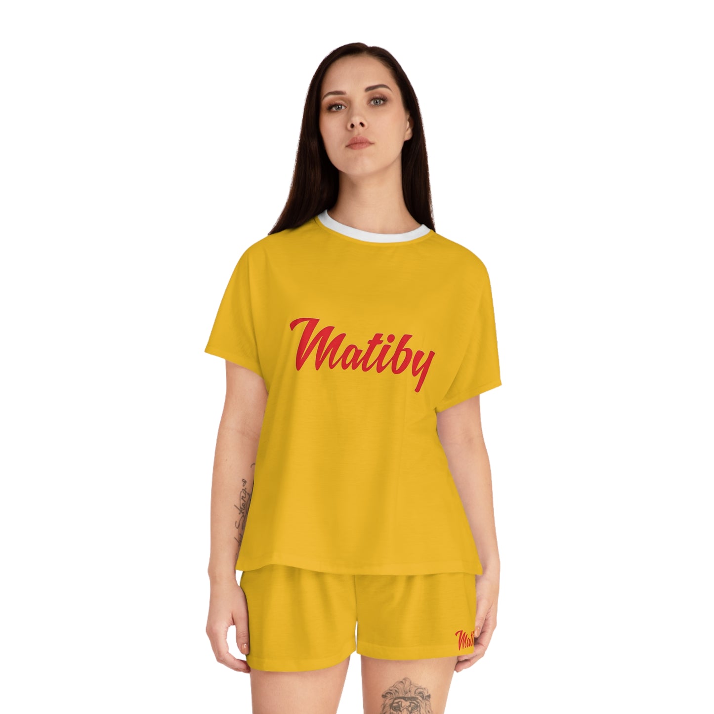 Matiby Women's Yellow Short Pajama Set (AOP)