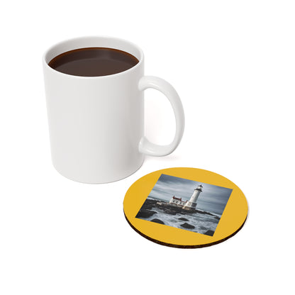 Matiby Lighthouse Yellow Cork Back Coaster