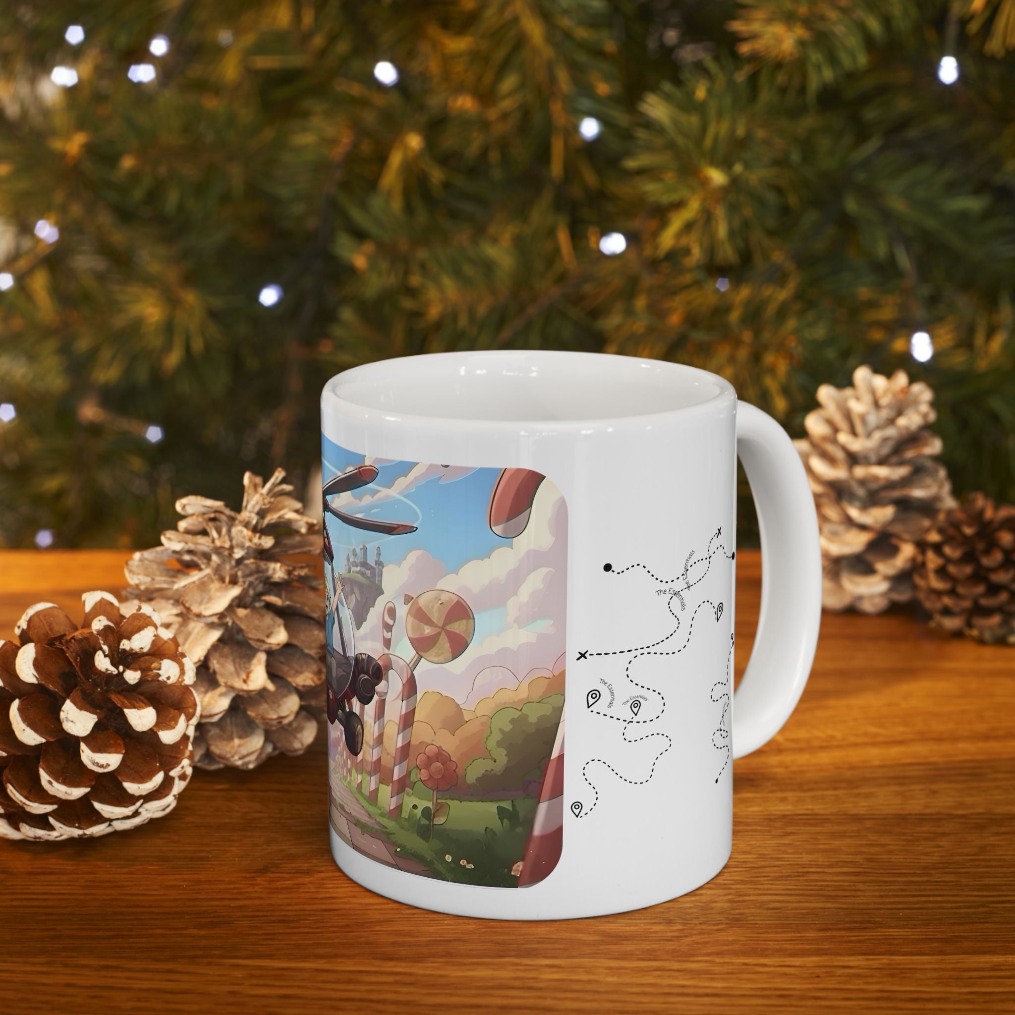 Flying Heli Blast Over Sweets White Ceramic Mug – Friends, Family & Imaginative Adventures, Celebrating Companionship, Creativity & Life’s Little Wonders Cup (11oz/15oz)