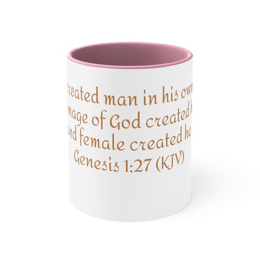 Bible Speaks Gen 1:27 Accent Mug, 11oz