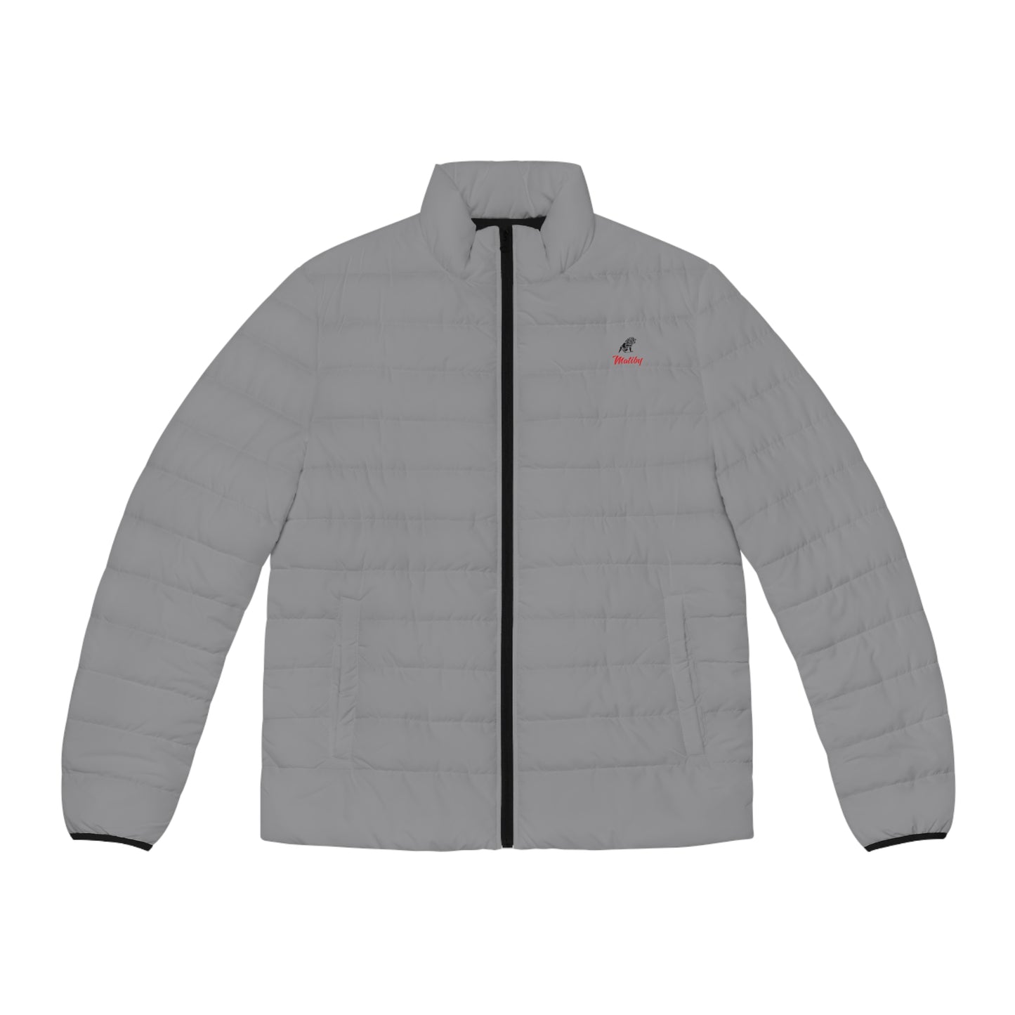 Men's Grey Puffer Jacket (AOP)