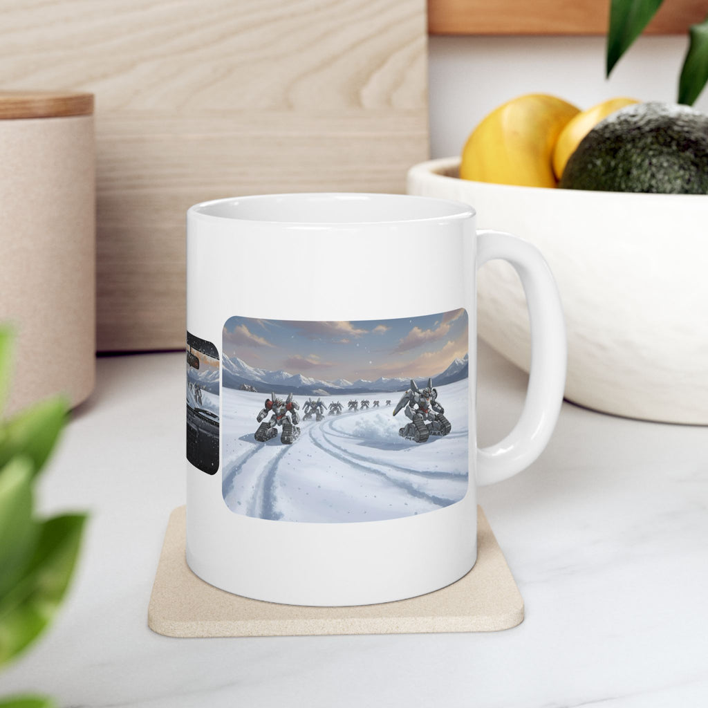 Mech Anime Racing Adventure White Ceramic Mug — Find Your Path To The Essentials Cup (11oz & 15oz)