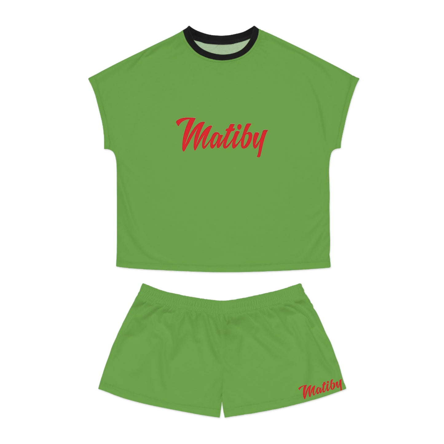 Matiby Women's Green Short Pajama Set (AOP)