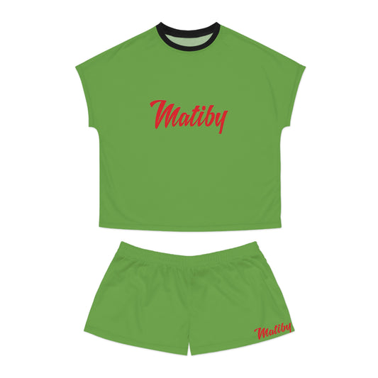 Matiby Women's Green Short Pajama Set (AOP)