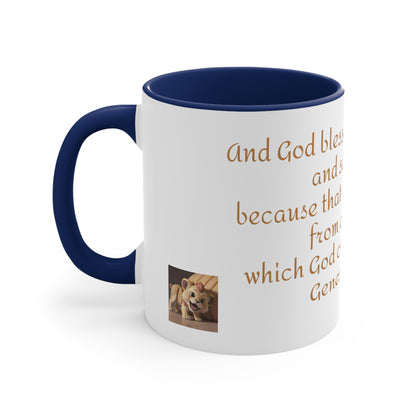 Bible Speaks Gen 2:3 Accent Mug, 11oz