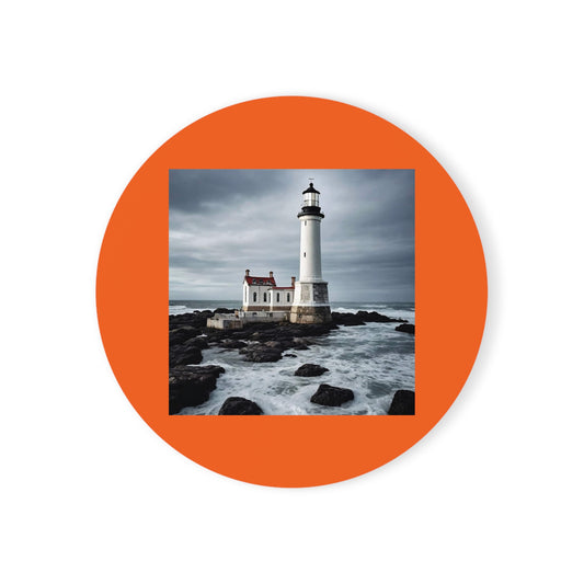 Matiby Lighthouse Orange Cork Back Coaster