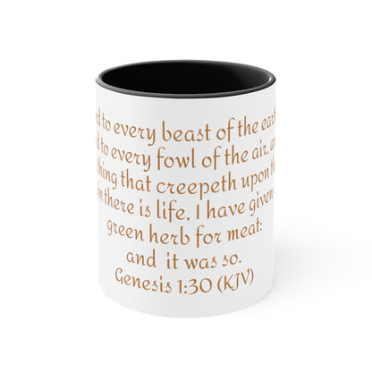 Bible Speaks Gen 1:30 Accent Mug, 11oz