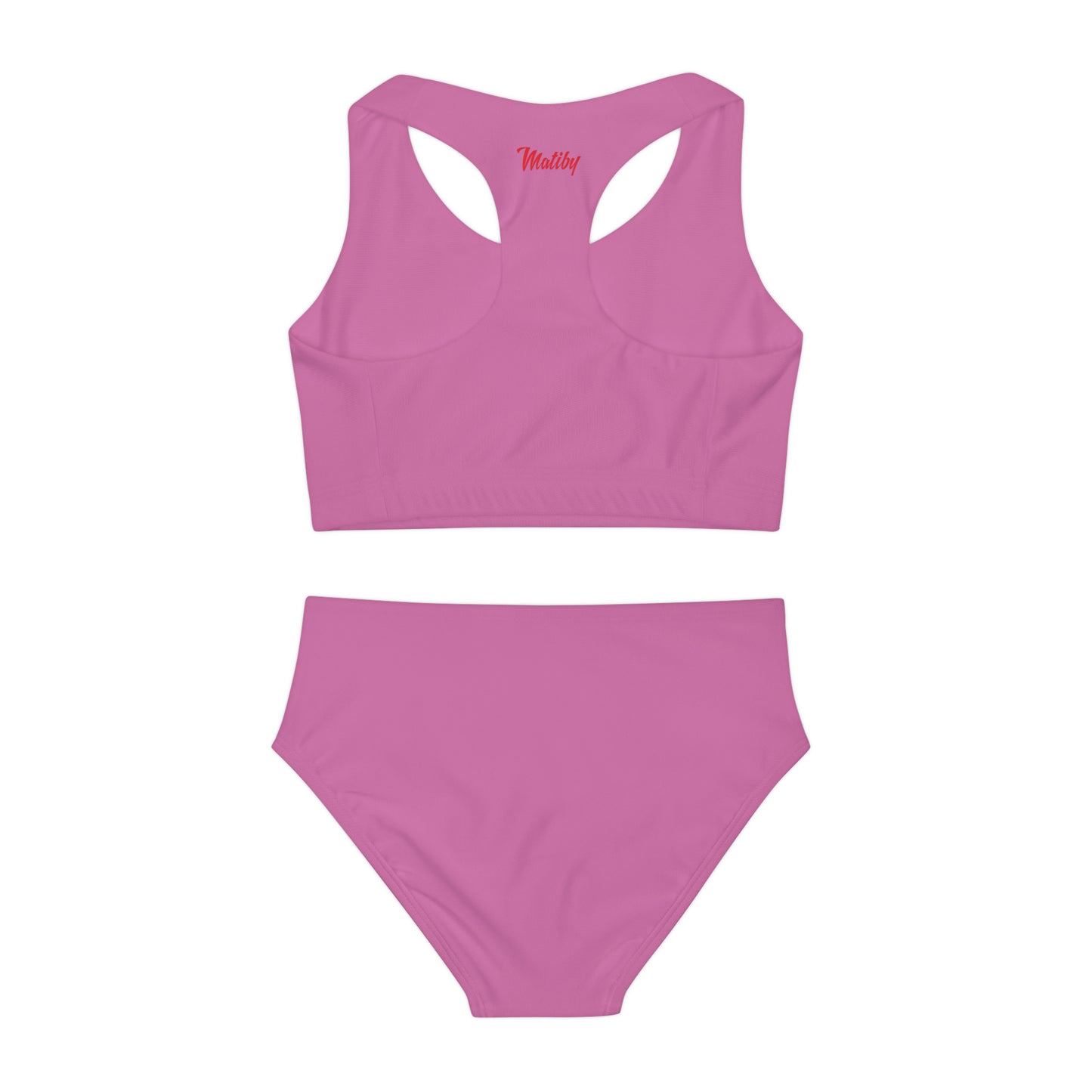 Girl's "Sunny Day" Light Pink Two Piece Swimsuit (AOP)