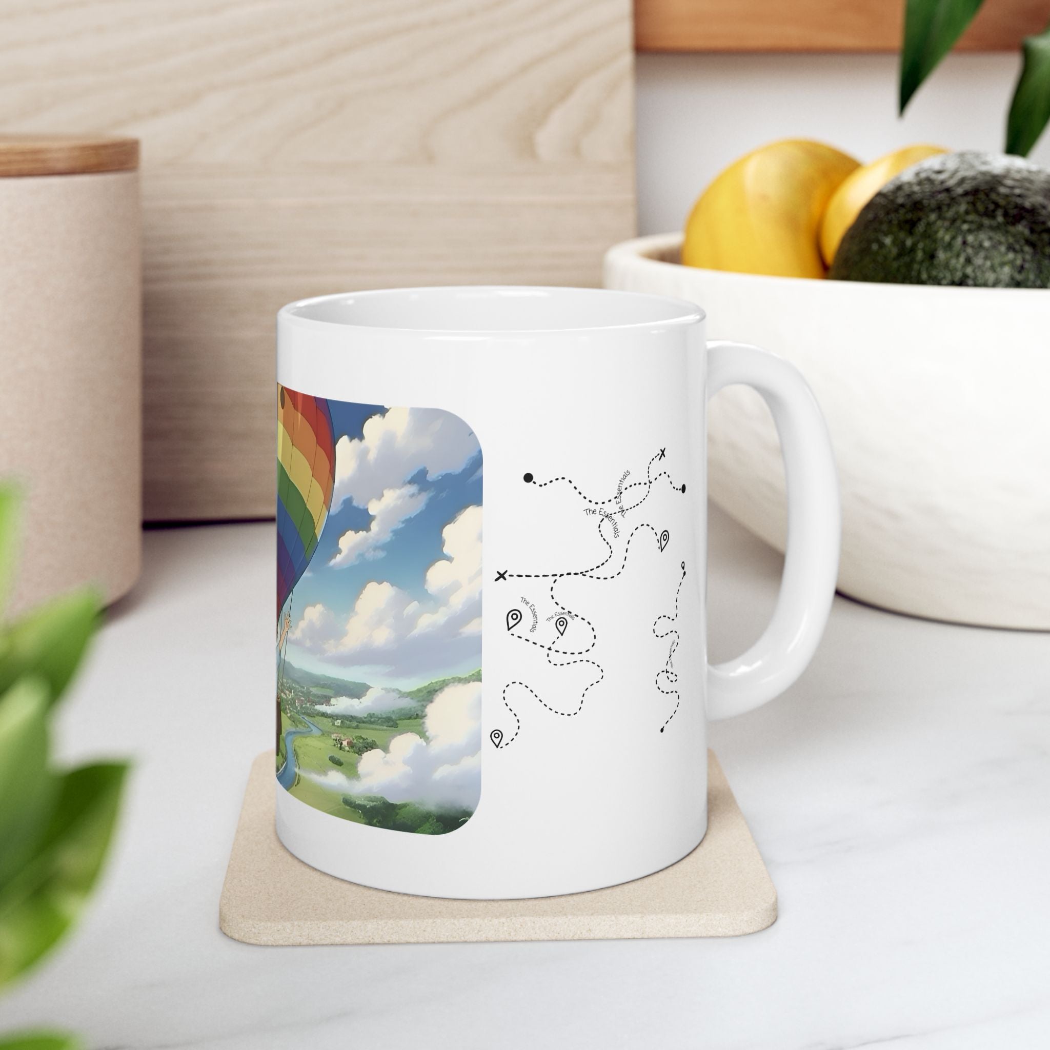 Hot Air Balloon Adventure #1 White Ceramic Mug — True Wealth, Adventure, & Creativity Cup (11oz/15oz)