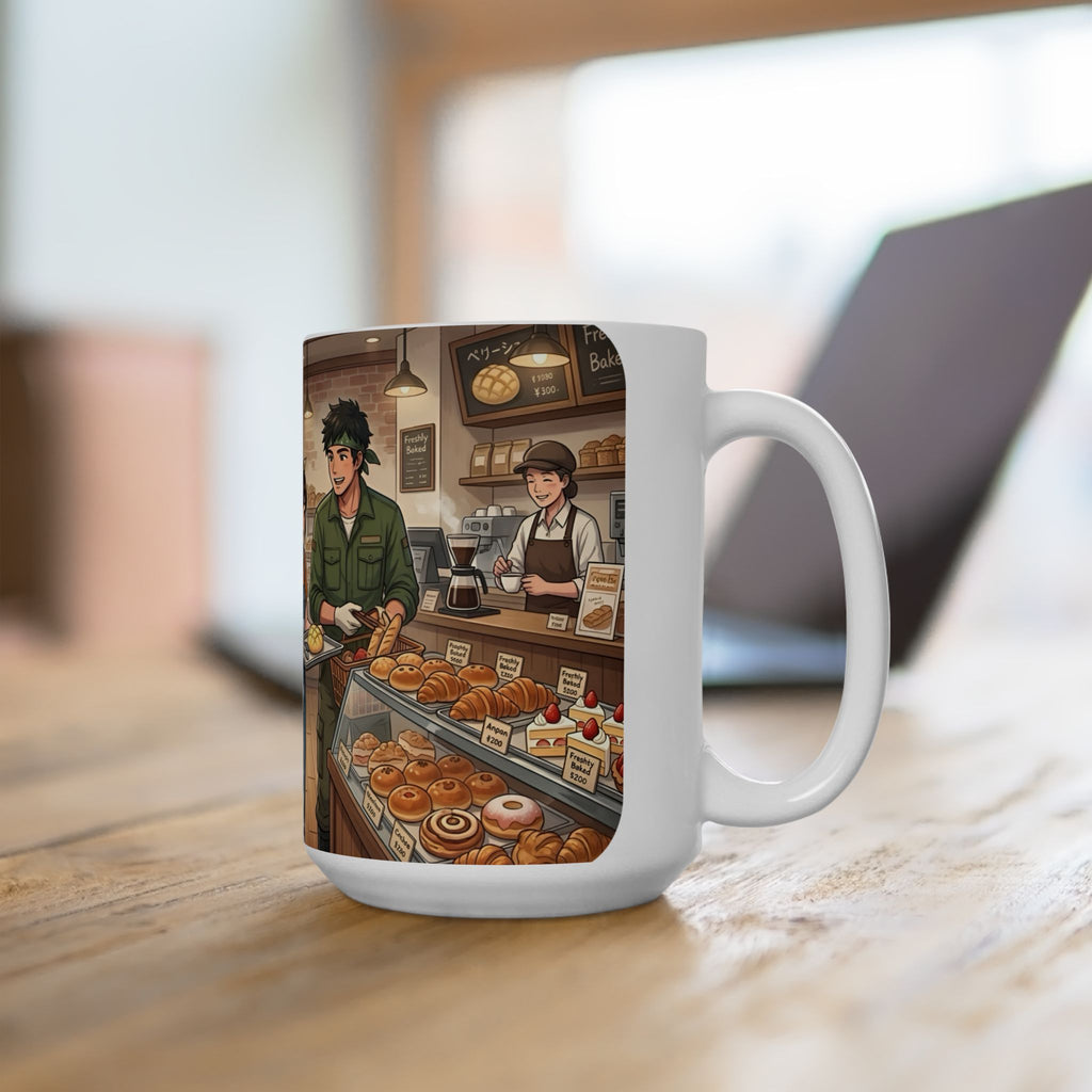 Cozy Family Bakery Trip White Ceramic Mug, Cute Gardener's Cafe Cup (11oz, 15oz)