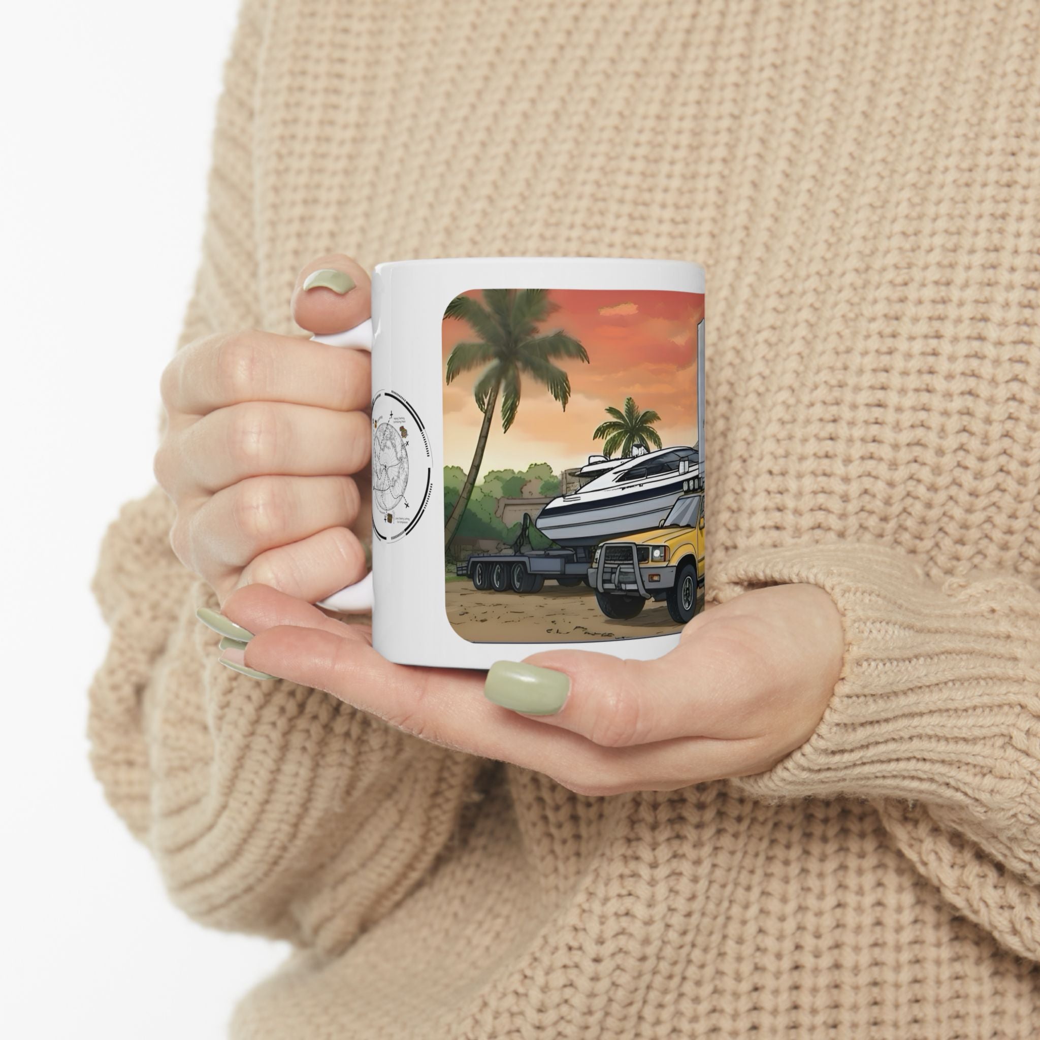 Sunshine State Pickup Trucks #9 Speed Boat Hauler White Ceramic Mug – Celebrating Companionship, Creativity & Life’s Little Wonders Cup (11oz/15oz)