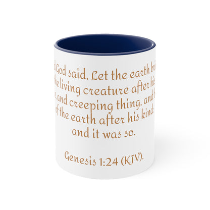 Bible Speaks Gen 1:24 Accent Mug, 11oz