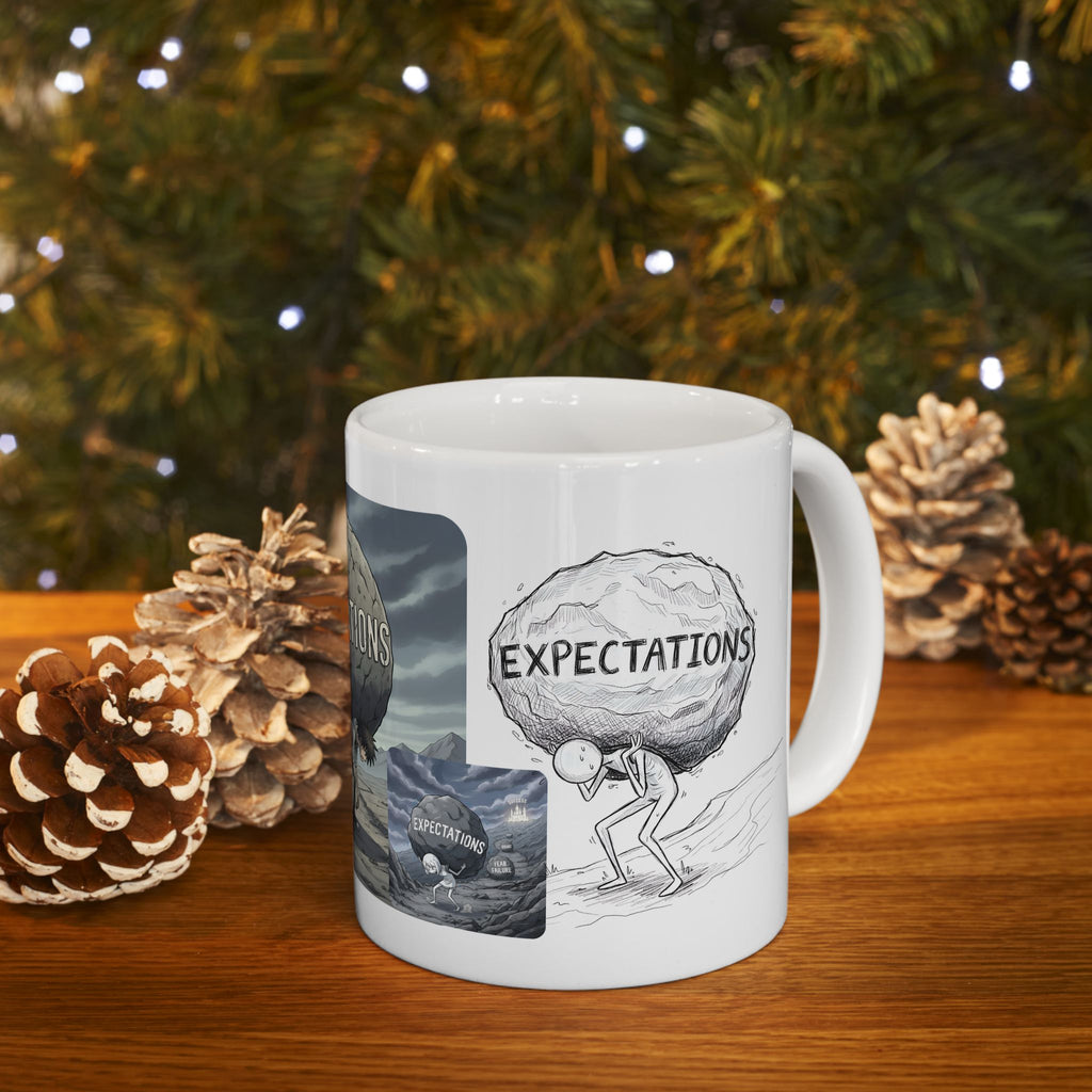 Unbreakable Spirit, Common Threads White Ceramic Mug, (11oz, 15oz), Resilience Overcoming Expectations Cup