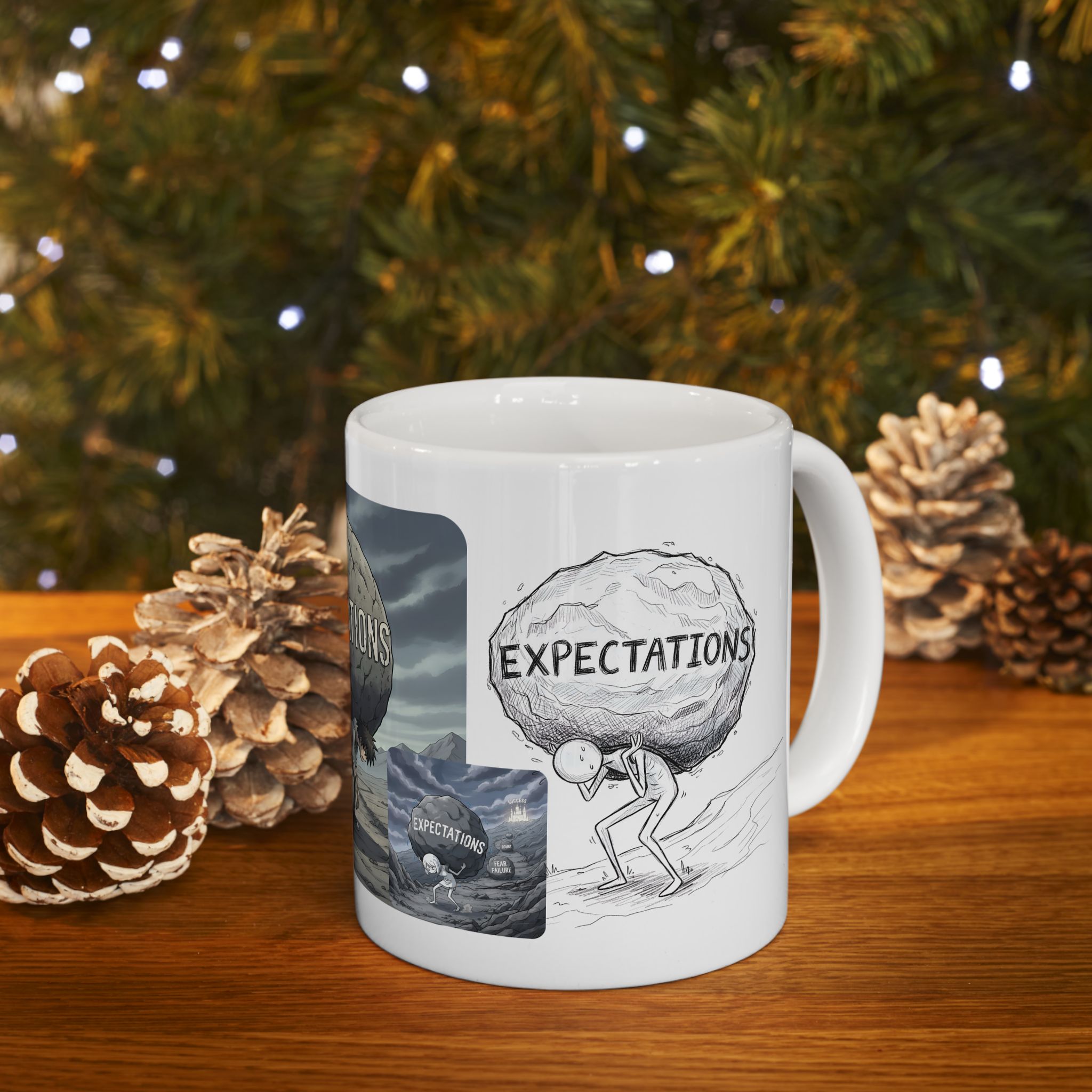 Unbreakable Spirit, Common Threads White Ceramic Mug, (11oz, 15oz), Resilience Overcoming Expectations Cup