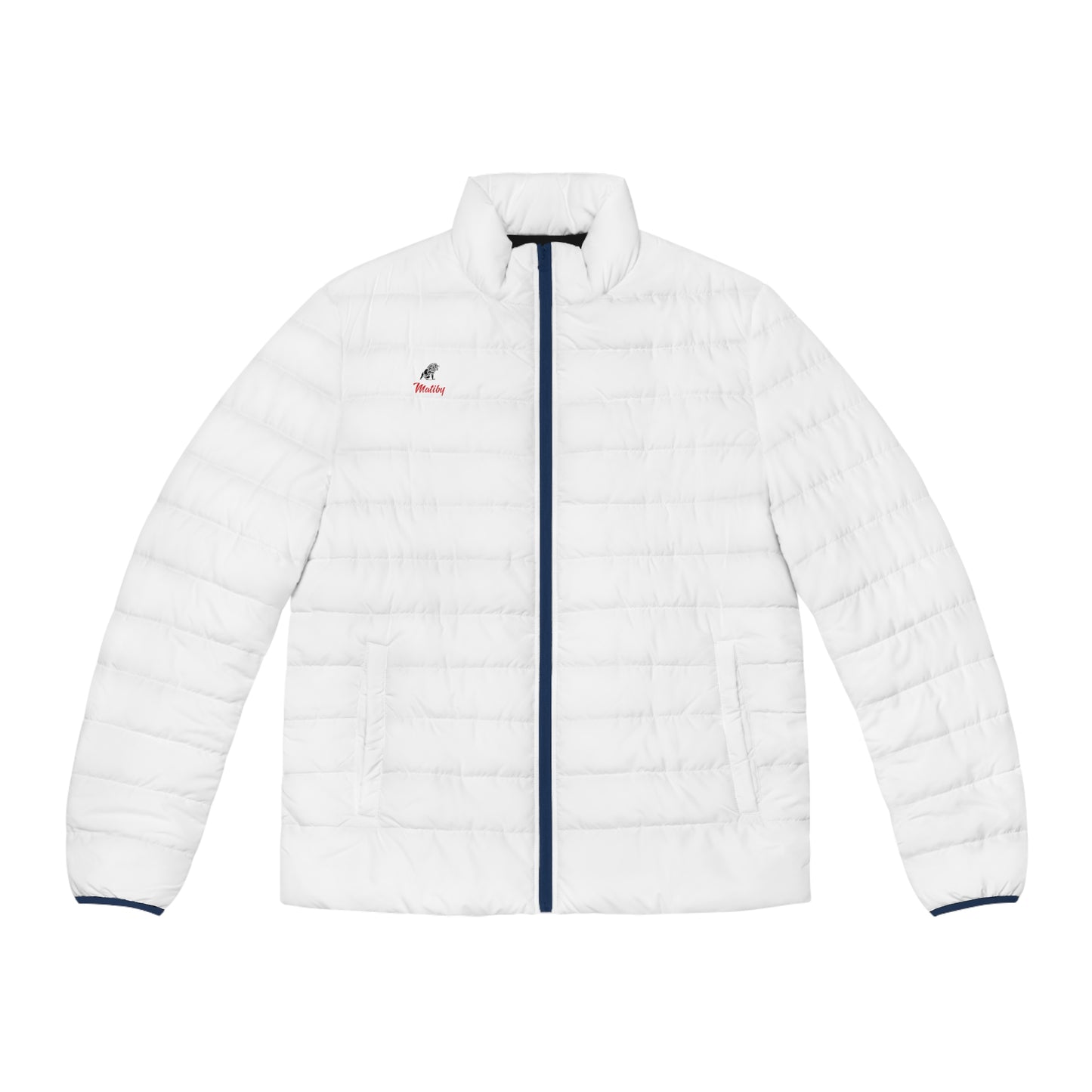 Men's White Puffer Jacket (AOP)