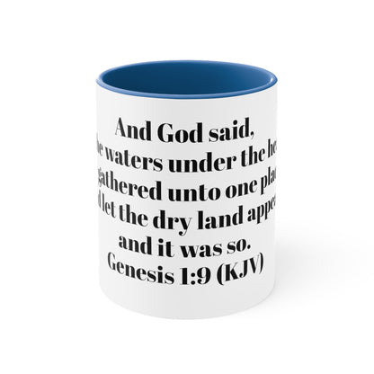 Bible Speaks Gen 1:9 Accent Mug, 11oz