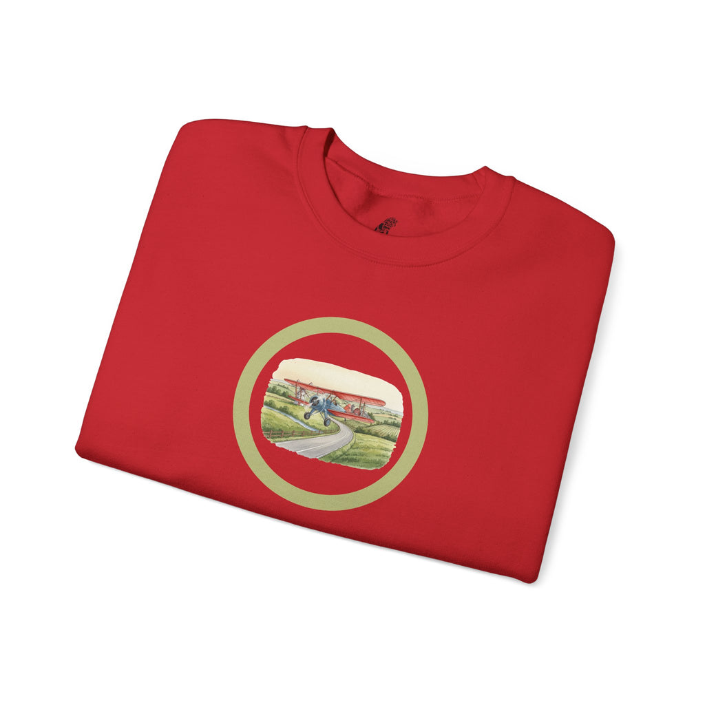 Scenic Countryside Crewneck Sweatshirt, Vintage Antique Aircraft Sweater