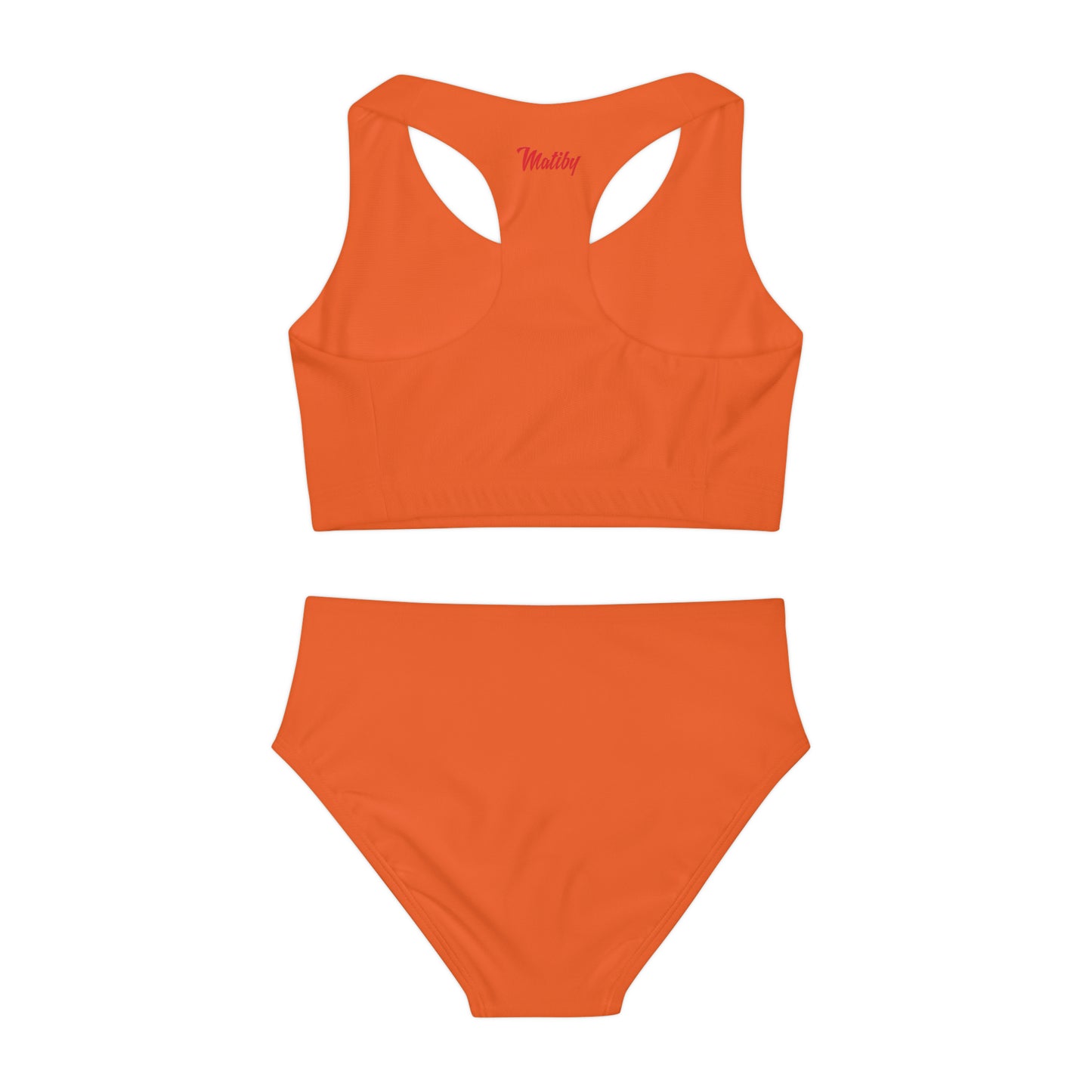 Girl's "Sunny Day" Orange Two Piece Swimsuit (AOP)