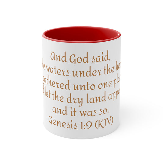 Bible Speaks Gen 1:9 Accent Mug, 11oz