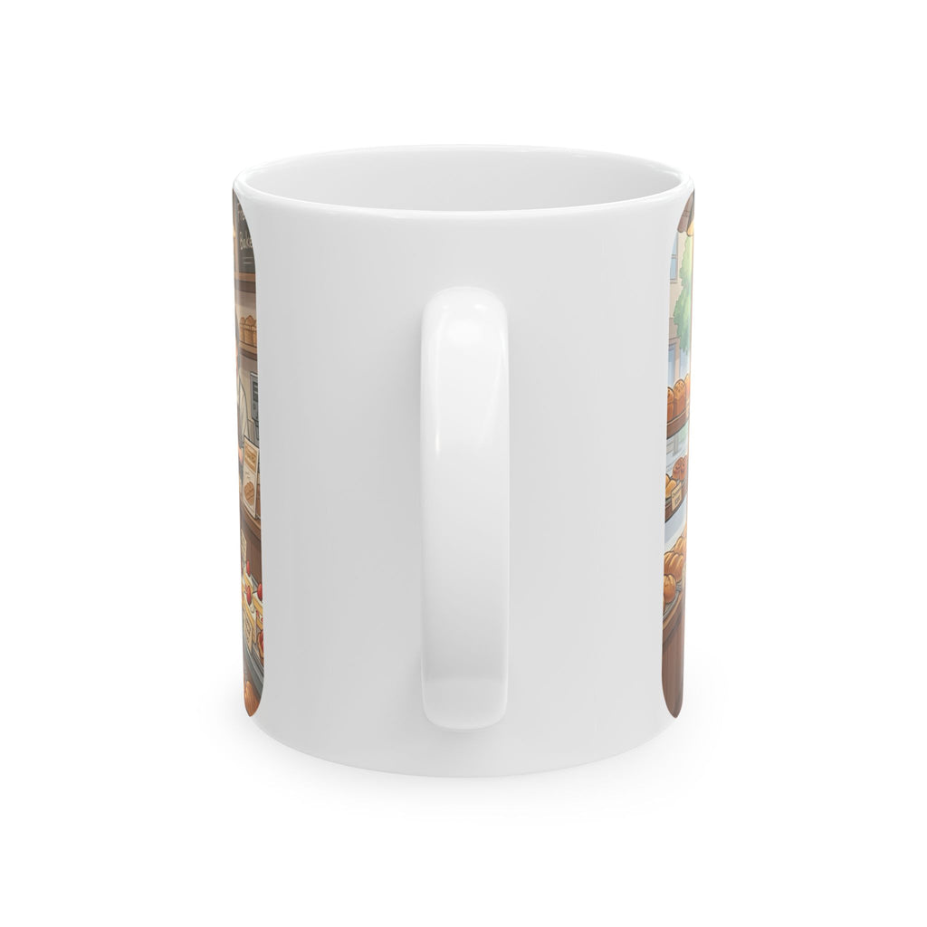 Cozy Family Bakery Trip White Ceramic Mug, Cute Gardener's Cafe Cup (11oz, 15oz)