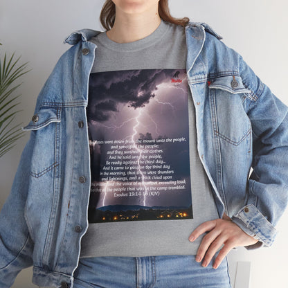 Lightning Style People Tremble Unisex Heavy Cotton Tee, Dual Side, W Font