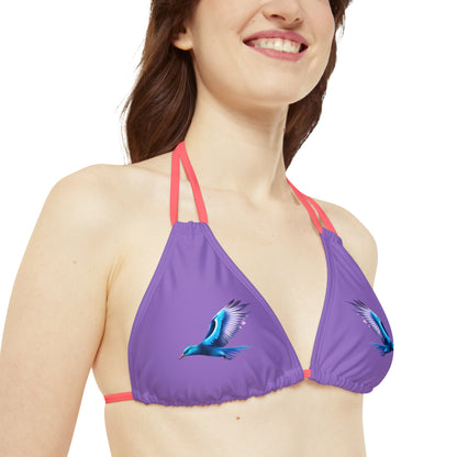 Light Purple Strappy Bikini Set (AOP)