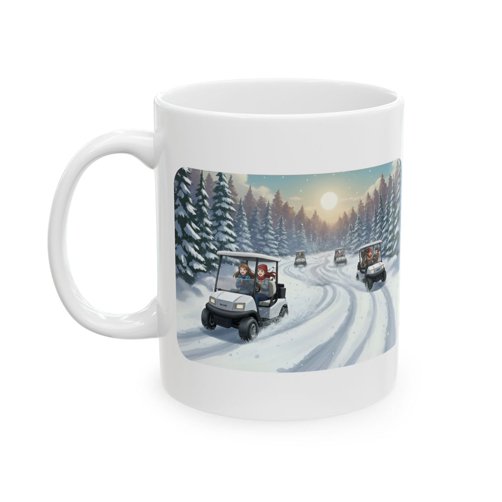 Anime Golf Cart Winter Racing Adventures #2 White Ceramic Mug — Find Your Path To The Essentials Cup (11oz & 15oz)