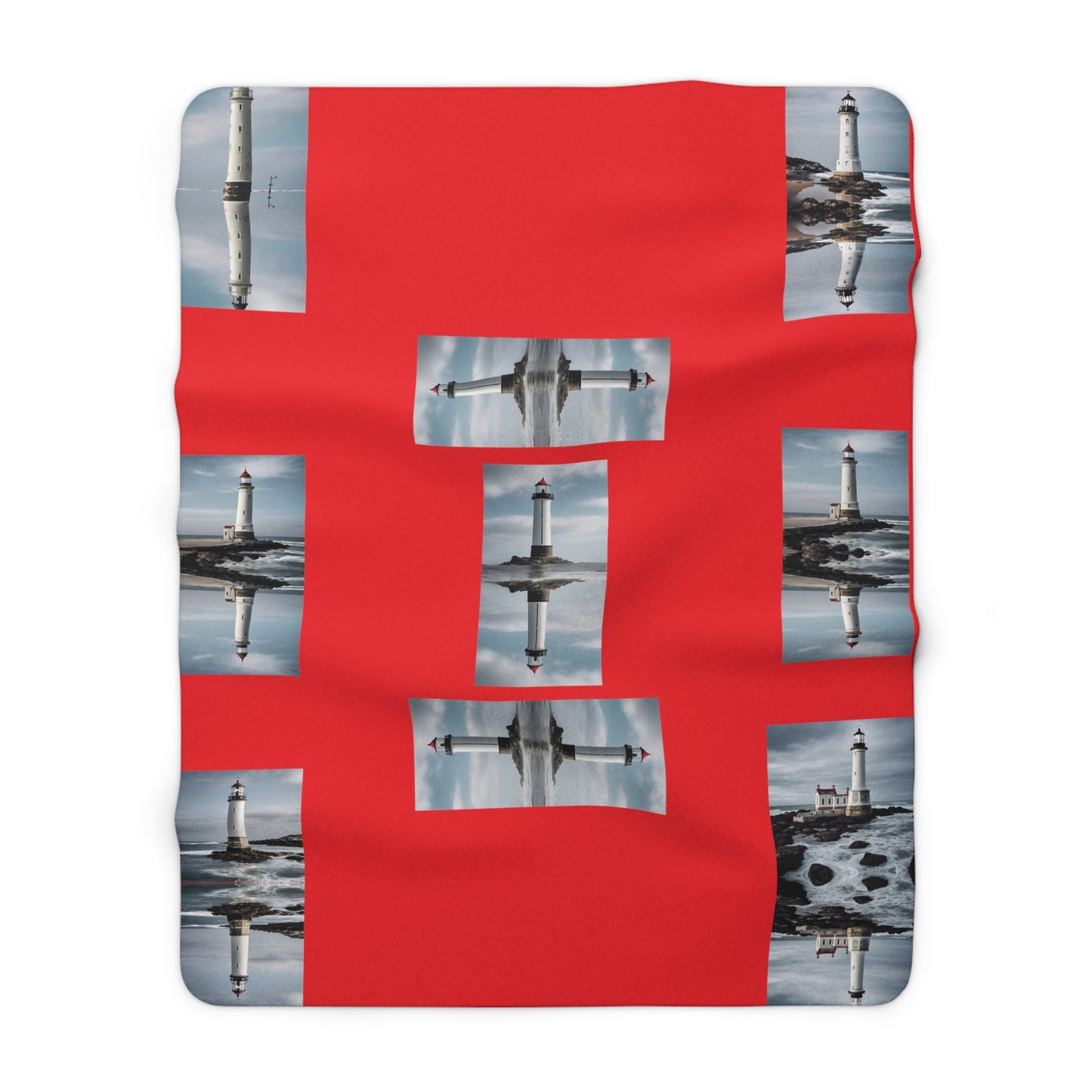 Lighthouse "Rojo" Red Sherpa Fleece Blanket