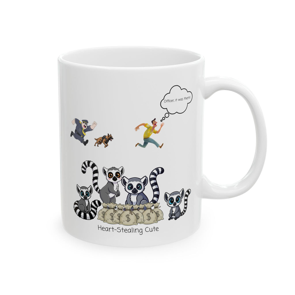 Heart-Stealing Cute Lemurs Gone Wild White Ceramic Mug — "Officer, It Was Them" Adorables (11oz & 15oz)