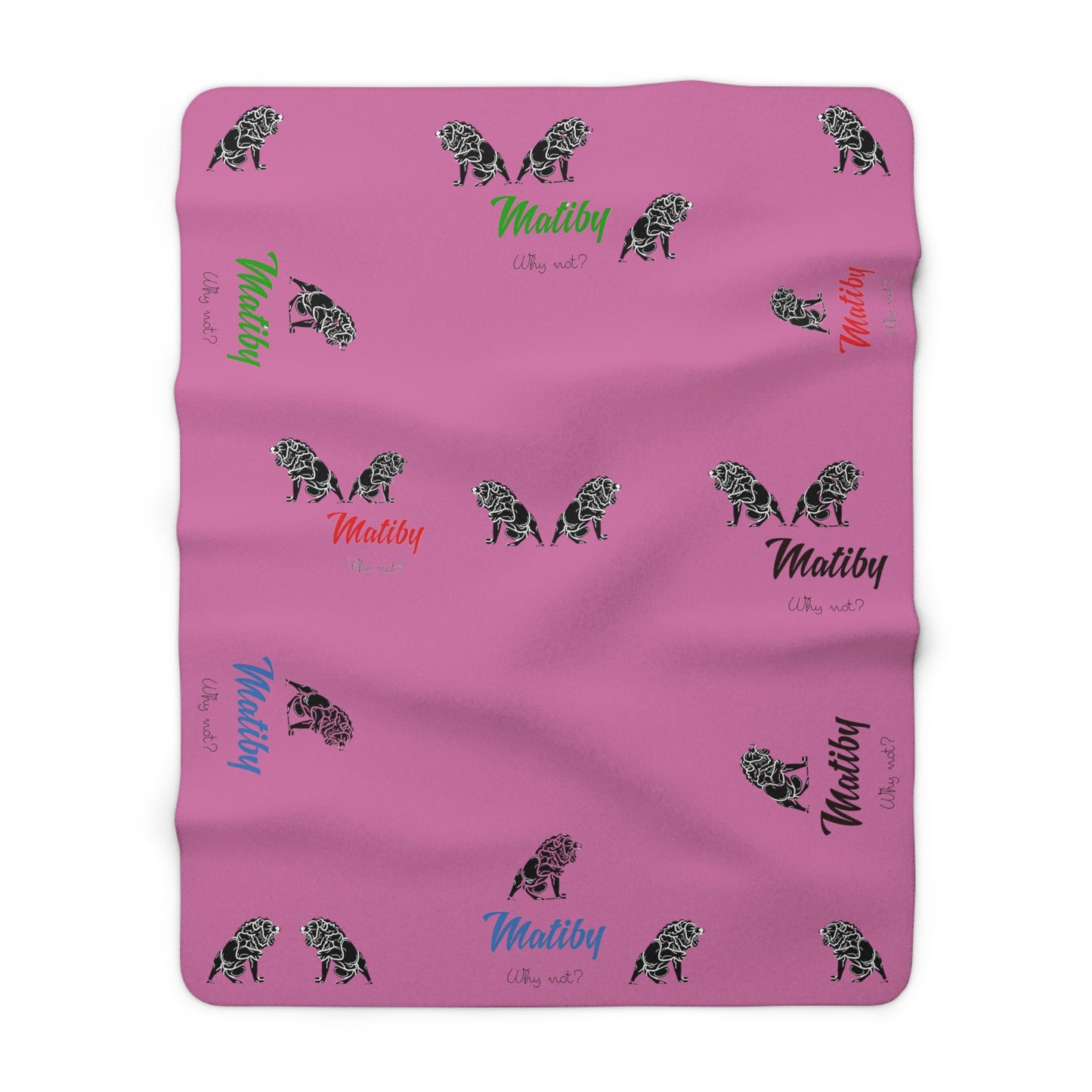 Matiby Lion Pink Sherpa Fleece Blanket